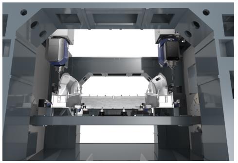 普拉迪大型一體化壓鑄車身結構件加工設備，雙五軸龍門加工中心（5）